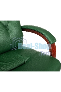 Кресло руководителя Бюрократ T-9928Walnut зеленый, кожа, крестов. металл/дерево