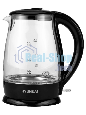 Чайник электрический Hyundai HYK-G2011 1.7л. 2200Вт черный (корпус: стекло)