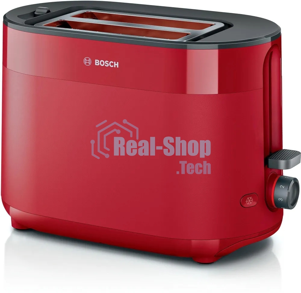 Тостер Bosch TAT2M124 красный, 950 Вт, 2 слота
