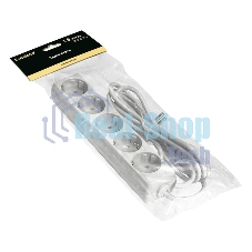 Удлинитель ExeGate ECE-5-1.8W (EX285821RUS), белый, 1,8 м, евровилка с заземлением, 5 евророзеток с заземлением, 2200 Вт