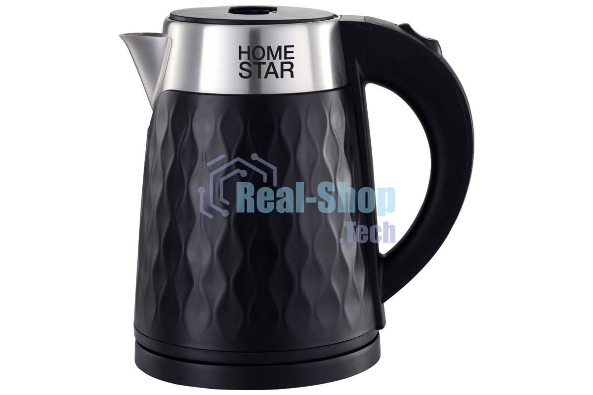 Чайник электрический HOMESTAR HS-1021 1500Вт, 1.7л, нержавейка+пластик, черный, двойной корпус