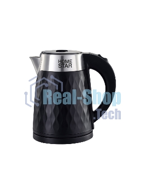 Чайник электрический HOMESTAR HS-1021 1500Вт, 1.7л, нержавейка+пластик, черный, двойной корпус