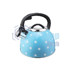 Чайник для плиты со свистком MALLONY Maestria 2,5 л, голубой в белый горошек, из нержавеющей стали