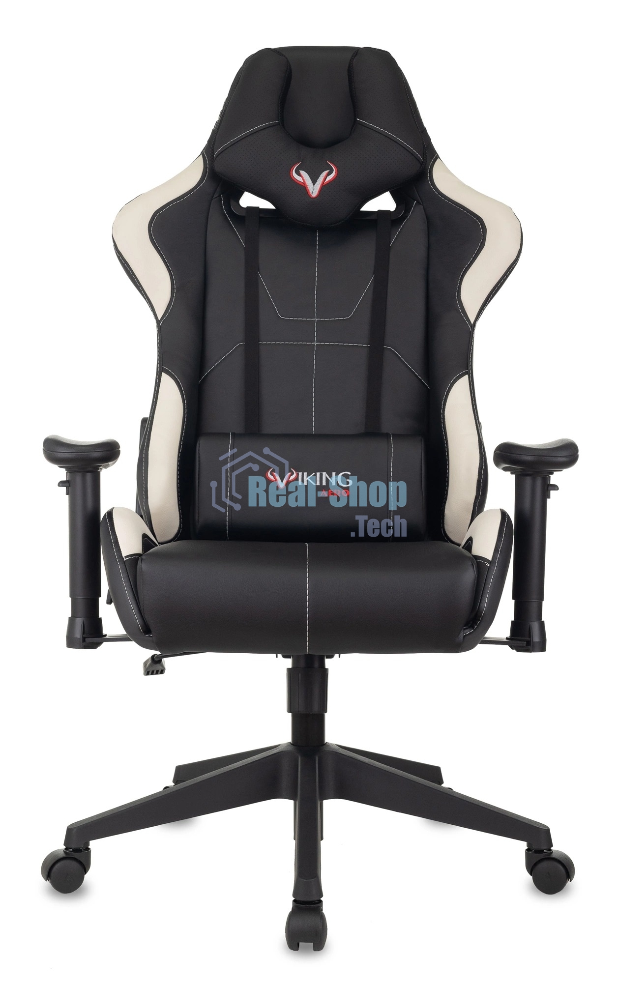 Кресло игровое Бюрократ VIKING 5 AERO WHITE черный/белый искусственная кожа