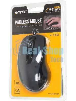 Мышь проводная A4Tech N-708X серый глянец/черный, 1600 dpi, USB, кнопки - 6