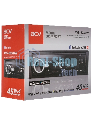 Автомагнитола ACV AVS-824BW, 1 DIN, Bluetooth, USB Type-A, AUX