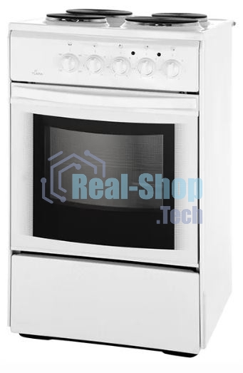 Плита электрическая Flama AE 1406 W белый, конфорок 4 электрических, духовка 50 л, 50 см x 85 см x 60 см