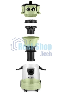 Пылесос Kitfort КТ-5194 зеленый/черный, 600/1000 Вт, уборка сухая/сбор жидкости, пылесборник контейнер, 15 л