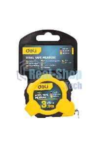 Рулетка Deli DL3795 3мx16мм, Автостоп, ударопрочный корпус, метрическая