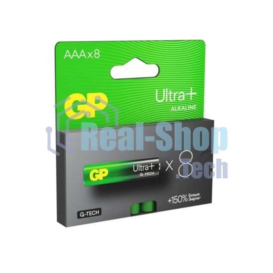 Алкалиновые батарейки c технологией G-tech GP Ultra Plus Alkaline 24А AАA - 8 шт. на блистере