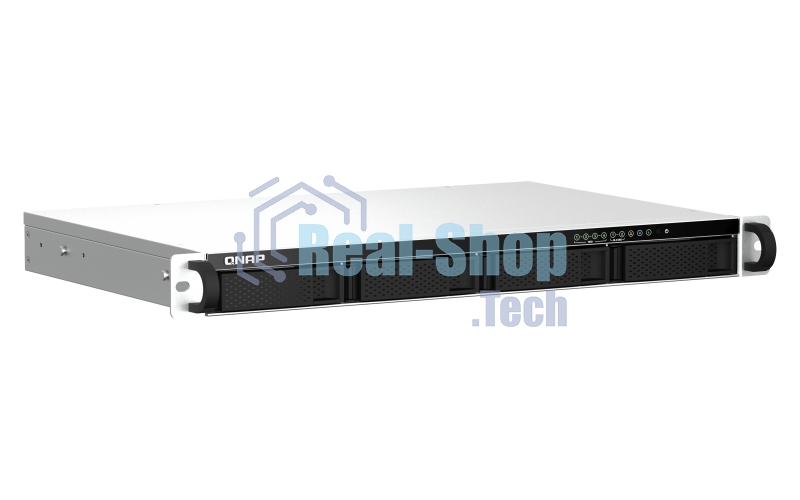 Сетевое хранилище SMB QNAP TS-464eU-8G NAS 4 HDD trays, rackmount 1U, 1 PSU. 4-core Intel Celeron N5105/N5095 2.0-2.9 GHz, 8 Gb RAM, 2x2.5GbE, 2xUSB 3.2 Gen 2 (10Gbps), 2xUSB 2.0, 1xHDMI, 2xM.2 PCIe Gen 3 x1 slots, W/o rail kit RAIL-B02
