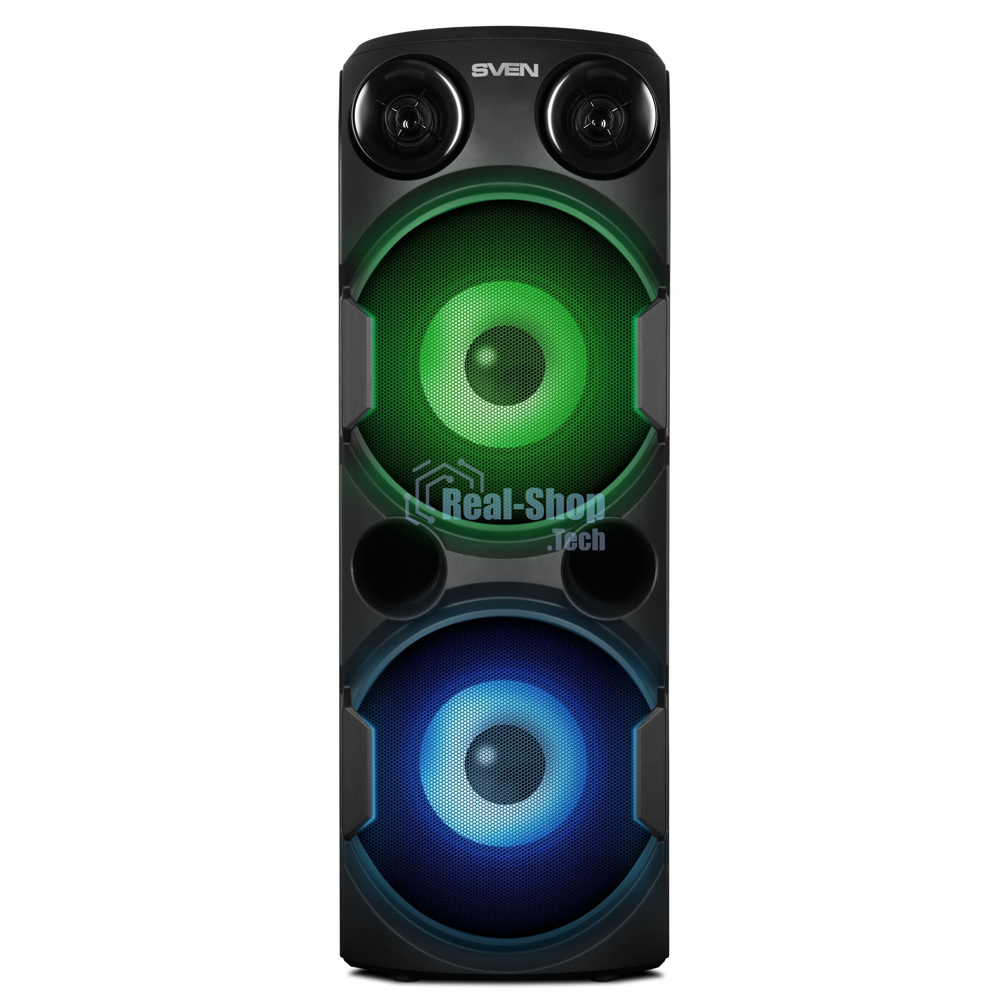 Колонка АС Sven PS-750, черный (80 Вт, TWS, Bluetooth, FM, USB, microSD, LED-дисплей, 2х4400мА*ч)