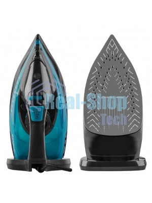 Утюг электрический Endever Delta-227 черный/лазурно-синий, 2400 Вт, подача пара 50 г/мин, паровой удар 150 г/мин, 10 шт/уп