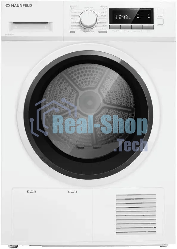 Сушильная машина MAUNFELD MFDM168WHE белый, 8 кг, сушка - конденсационная, программ - 16, 59.7 x 84.8 x 63.2 см