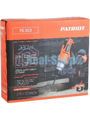 Дрель-шуруповерт Patriot FS 303, 330 Вт, 25 Нм, щеточный