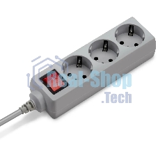 Сетевой фильтр Buro 300SL-1-G 1м (3 розетки) серый (пакет ПЭ)