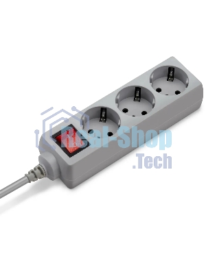 Сетевой фильтр Buro 300SL-1-G 1м (3 розетки) серый (пакет ПЭ)