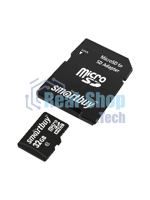 Флеш карта Micro SDHC 32Gb Smartbuy Class 10, адаптер в комплектеLE