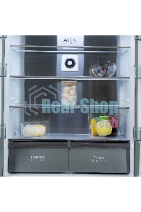 Холодильник Бирюса CD 496 TCG текстурированное серое стекло трехкамерный 334/162л морозилка снизу, NoFrost, Side by Side