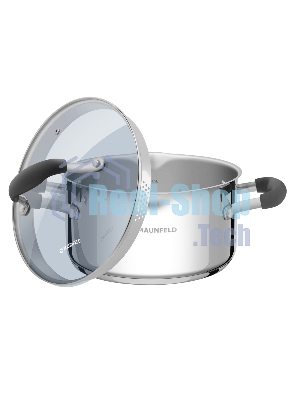 Кастрюля Maunfeld LAURA MCS22S08GR из нержавеющей стали со стеклянной крышкой, 18 см, 2,2 л.