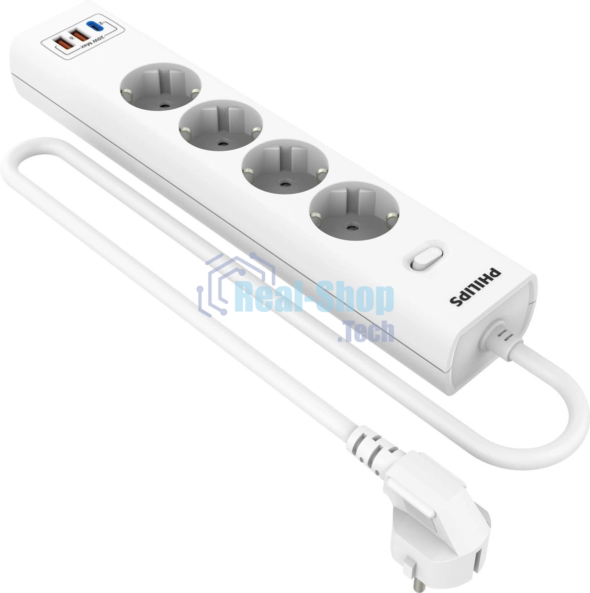 Сетевой фильтр Philips CHP4346WC/51, 5м, 4 розетки, белый