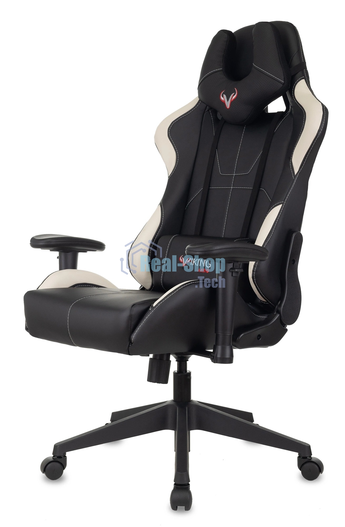 Кресло игровое Бюрократ VIKING 5 AERO WHITE черный/белый искусственная кожа