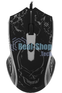 Мышь проводная Defender Overmatch GM-069 черный, 2400 dpi, USB, кнопки - 4