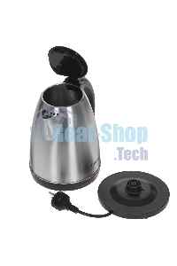 Чайник электрический Hyundai HYK-S1030 1.7 л, 2200 Вт, серебристый матовый/черный (корпус: металл)