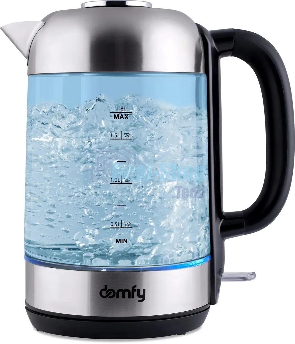 Чайник электрический Domfy DSM-EK401 1.8л. 2200Вт черный/прозрачный (корпус: стекло)