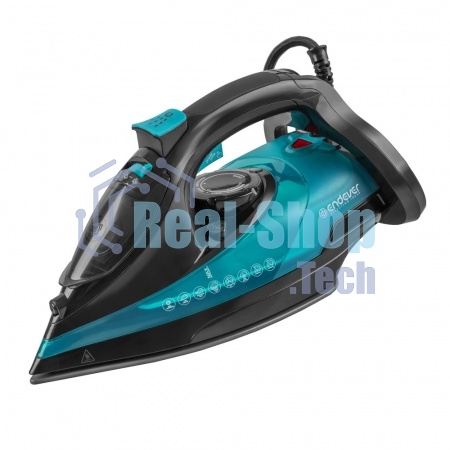 Утюг электрический Endever Delta-227 черный/лазурно-синий, 2400 Вт, подача пара 50 г/мин, паровой удар 150 г/мин, 10 шт/уп