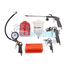 Набор пневмоинструмента Matrix, 5 предметов, быстросъемное соед. краскорасп. с верхним бачком