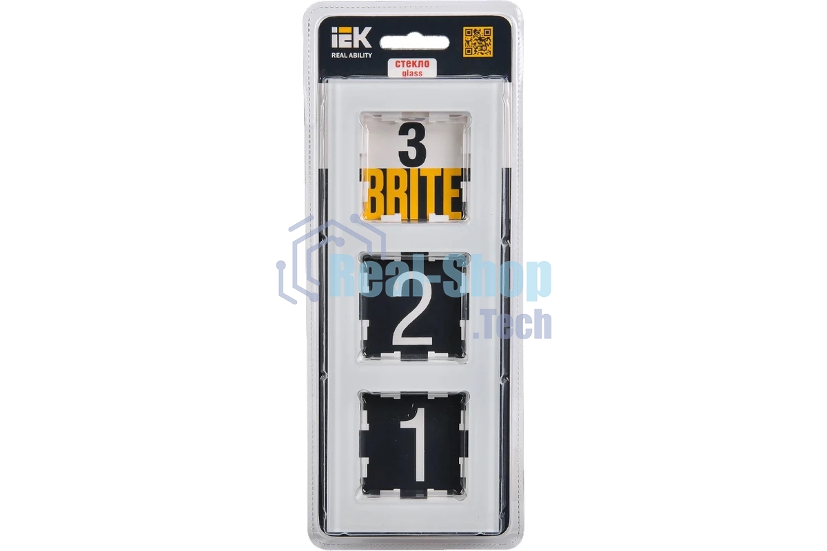 Рамка 3-местная IEK BRITE РУ-3-2-БрБ стекло белый