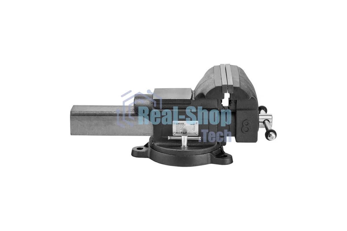 Тиски слесарные Denzel BVH-200, 200 мм, поворотные, стальная направляющая, с наковальней