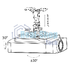 Кронштейн для проектора Cactus CS-VM-PR04-AL серебристый макс.10кг настенный и потолочный поворот и наклон