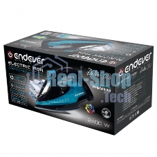 Утюг электрический Endever Delta-227 черный/лазурно-синий, 2400 Вт, подача пара 50 г/мин, паровой удар 150 г/мин, 10 шт/уп