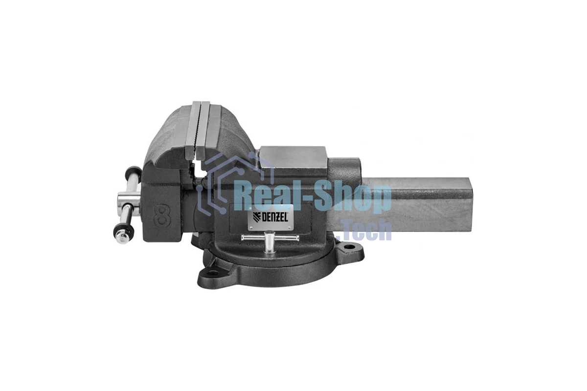 Тиски слесарные Denzel BVH-200, 200 мм, поворотные, стальная направляющая, с наковальней