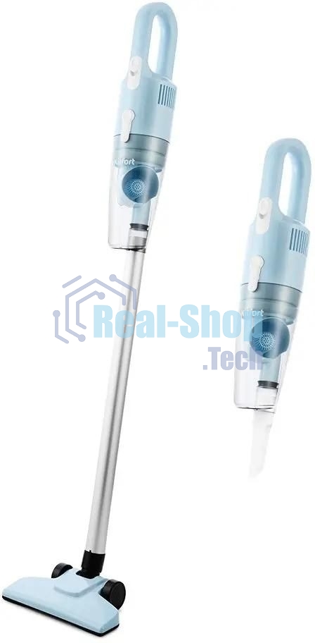 Пылесос вертикальный Kitfort KT-586-2 голубой, питание от сети, 400 Вт, уборка сухая, пылесборник 1,2 л