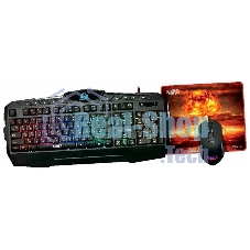 Игровой комплект Qumo Wartime K51/M67, кл-ра проводная, 104+10 клавиш, подсветка RGb, мышь проводная, оптическая, RGb running, 1200/1600/2400/3200 dpi