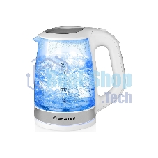 Чайник электрический BRAYER BR1040WH 2220Вт, 2 л, стекл., белый.