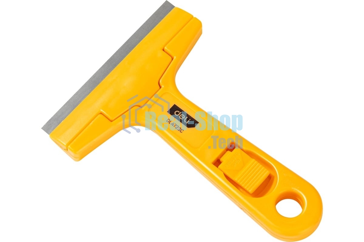 Скребок Deli EDL4723 145мм + 10 лезвий Ширина лезвия: 18 мм. Толщина лезвия: 0,5 мм. Высокопрочный пластик ручки. Лезвие из сплава.