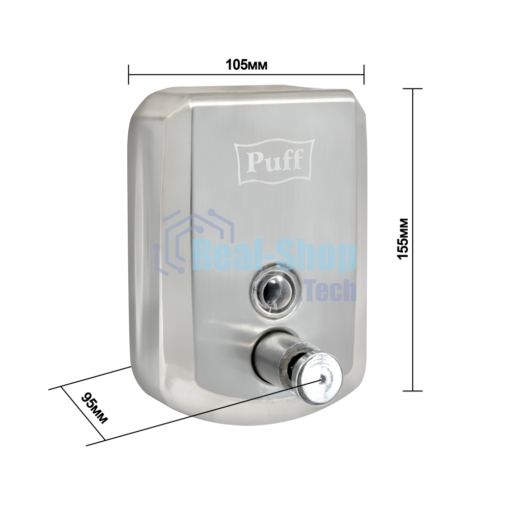 Дозатор для жидкого мыла из нерж. стали Puff-8705 хром, 500 мл, 17х12х12 см с ключом