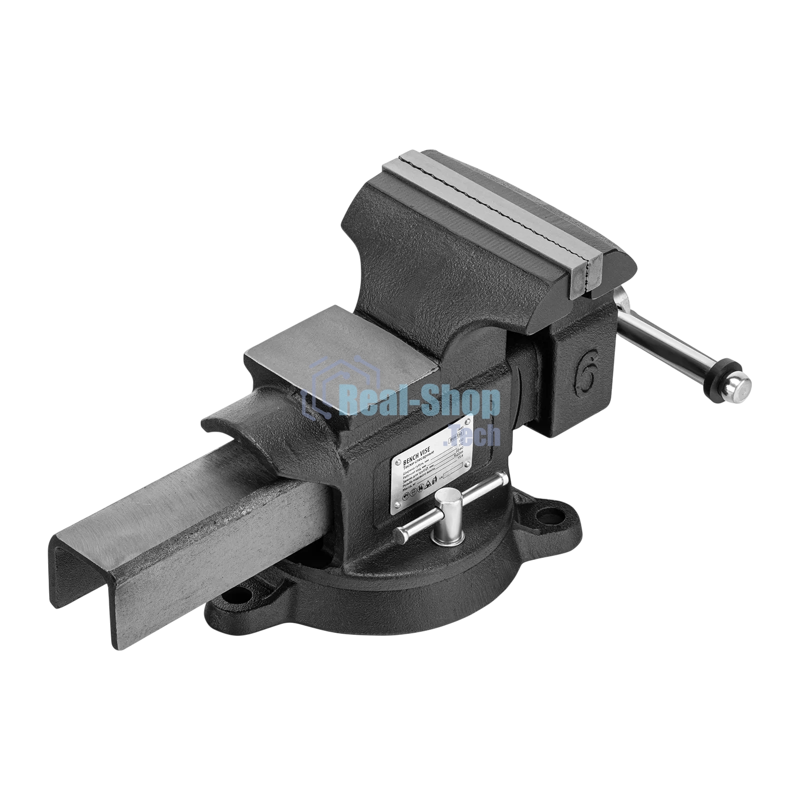 Тиски слесарные Denzel BVH-150 150 мм, поворотные, стальная направляющая, с наковальней