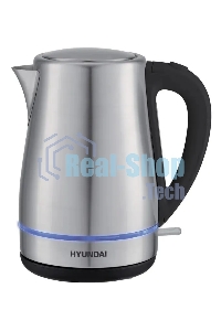 Чайник электрический Hyundai HYK-S3020 1.7 л, 2200 Вт, серебристый матовый/черный (корпус: металл)