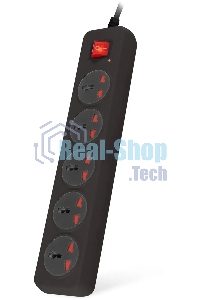 Сетевой фильтр Buro 500UNH-5-BG 5 м (5 розеток) черный/серый (коробка)