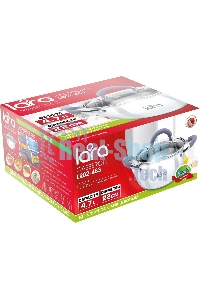 Кастрюля LARA LR02-483 BELL 22x12,5 см, 4,7 л, нержавеющая сталь 316L (хром/никель/молибден), индукционное дно, силиконовая ручка, стеклянная крышка