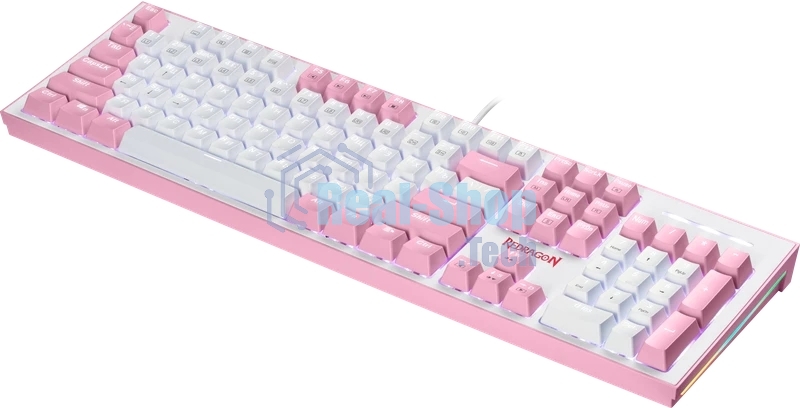 Клавиатура проводная REDRAGON Hades Бело-розовая, тихая, 104 кн.