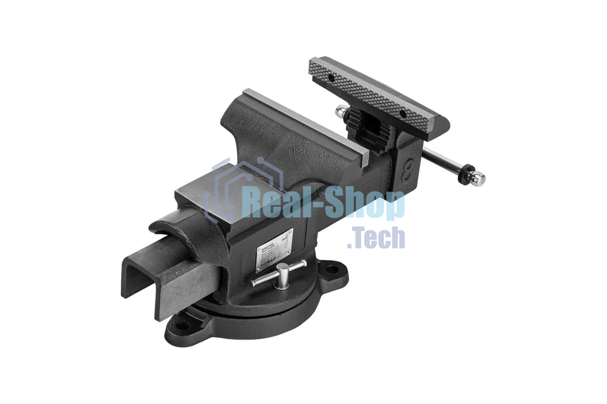 Тиски слесарные Denzel BVH-200, 200 мм, поворотные, стальная направляющая, с наковальней