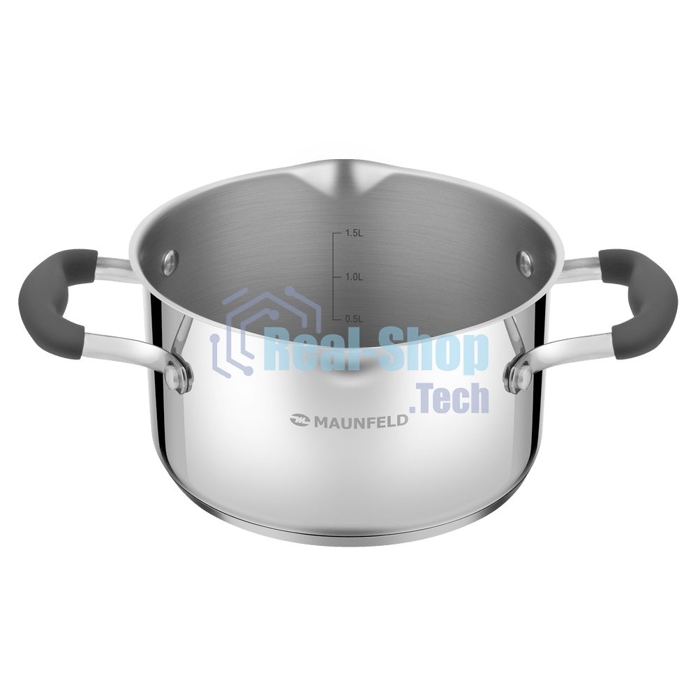 Кастрюля Maunfeld LAURA MCS22S08GR из нержавеющей стали со стеклянной крышкой, 18 см, 2,2 л.