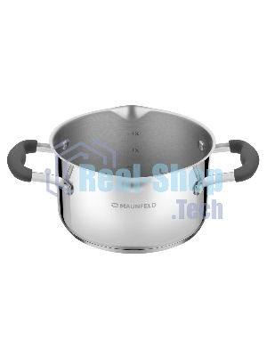 Кастрюля Maunfeld LAURA MCS22S08GR из нержавеющей стали со стеклянной крышкой, 18 см, 2,2 л.