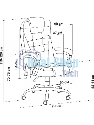 Кресло Cactus CS-CHR-OC03M-BR темно-коричневый, экокожа, подголовник